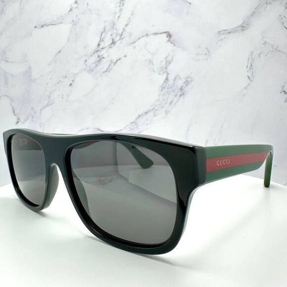 Gucci | Accessories | New Gucci Sunglasses Polarized Black  New Gucci Sunglasses Polarized Black Square Red Green Web Arms 56mm Gray Lens